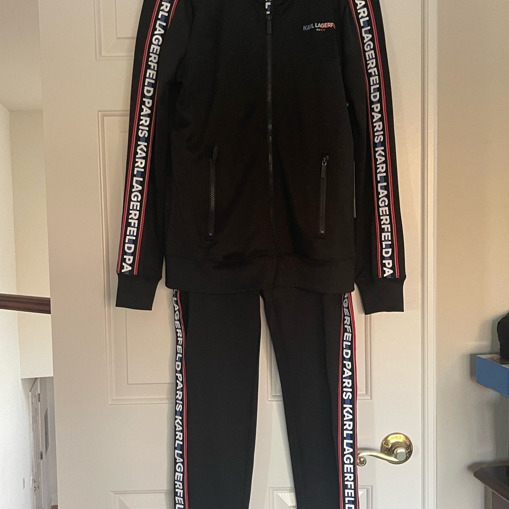 Karl Lagerfeld Black Tracksuit with Logo Accents - Brand New